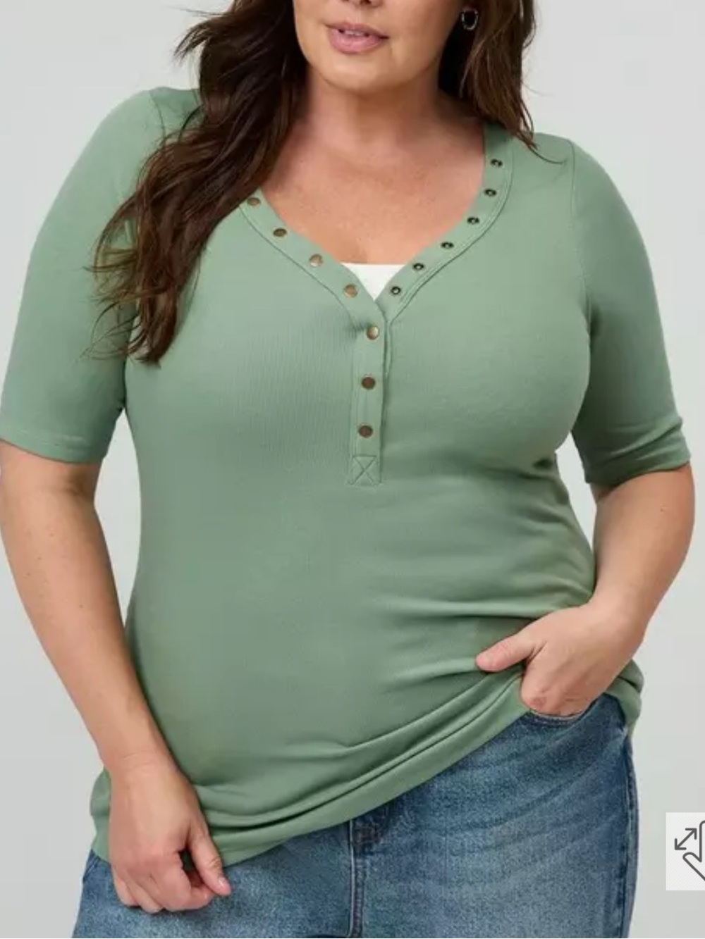 Torrid Cotton Modal Rib Curved Henley Top
